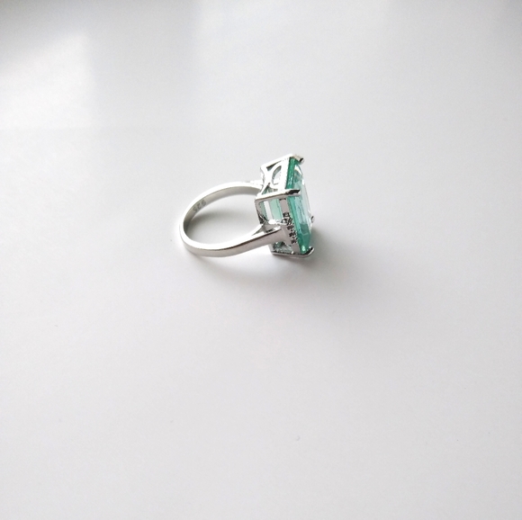 Aquamarine 925 Costume Jewelry Ring  Cocktail Ring - Picture 3 of 4